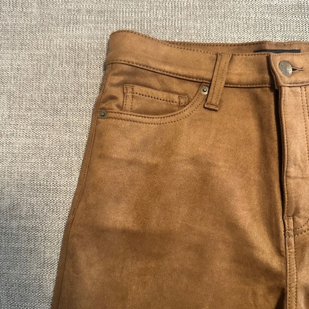Banana Republic Wide Leg High Rise Pants Women 28/6 Brown Faux Suede - Picture 3 of 11